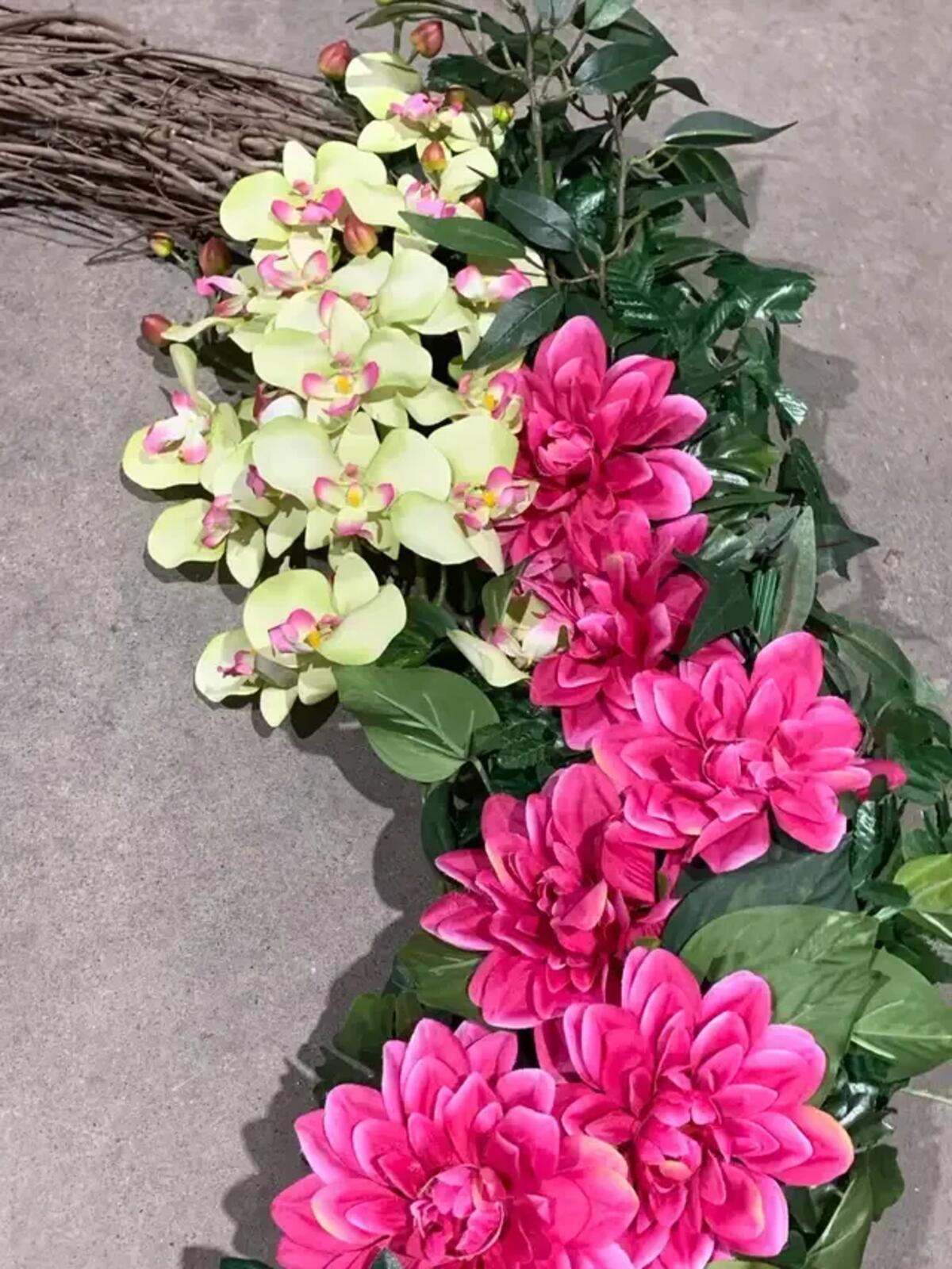Artificial Pink Floral Grapevine Wreath 40”