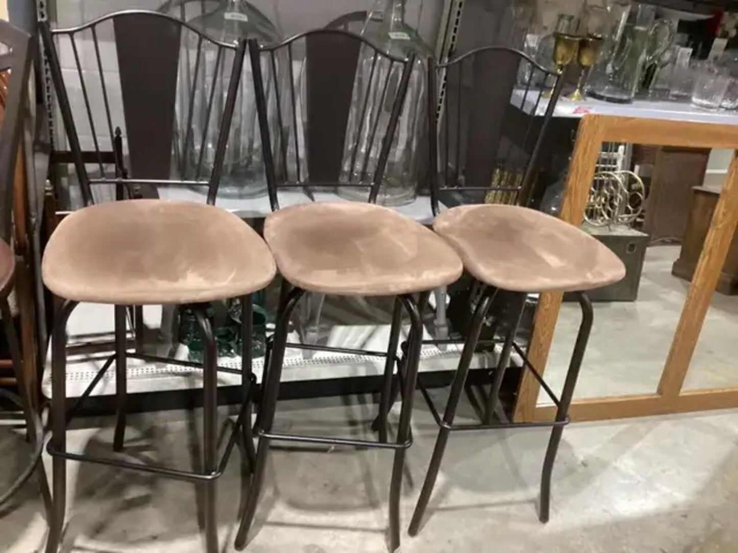 Brown Metal Bar Stools - Set of 3