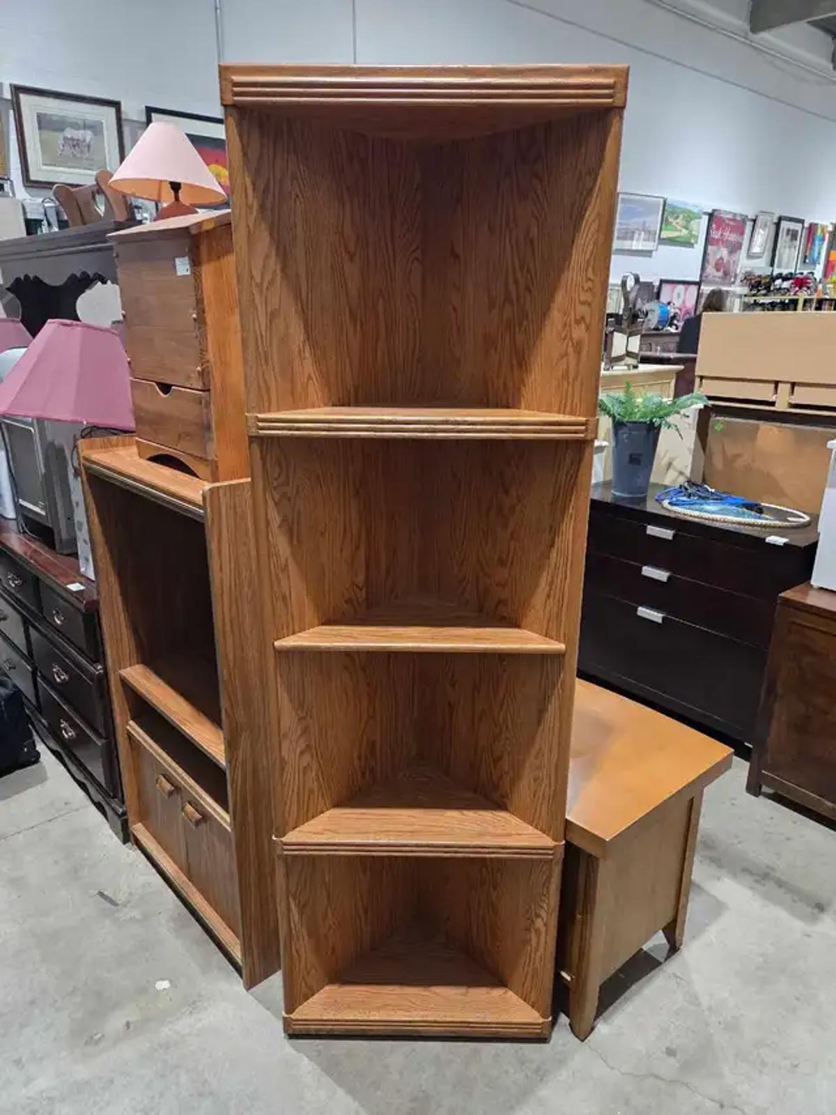 Wooden Tall Corner Shelf