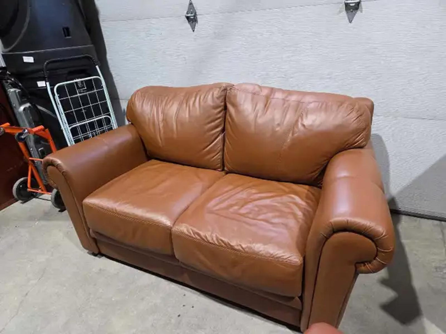 Brown Leather Loveseat