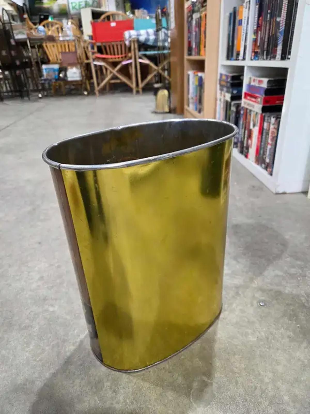 Vintage Metal Horn Wastebasket