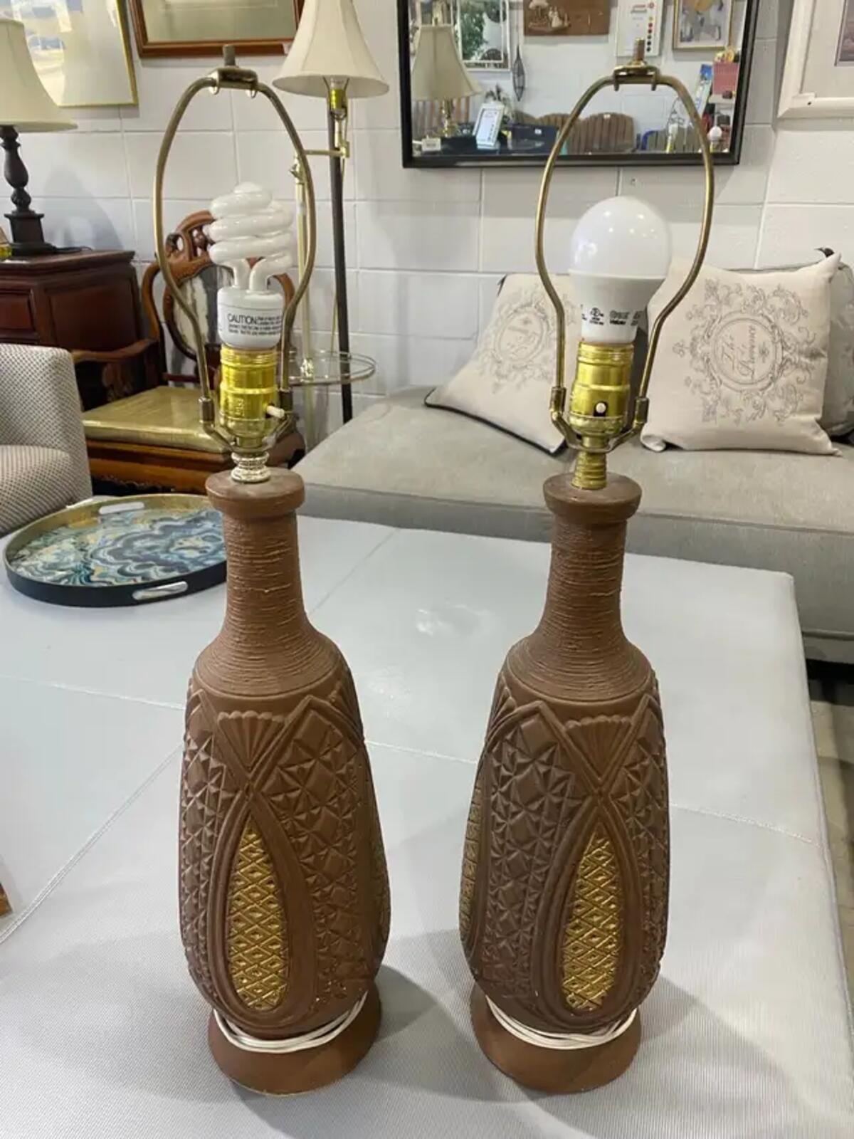 Vintage Modern Ceramic Lamps — Set of 2