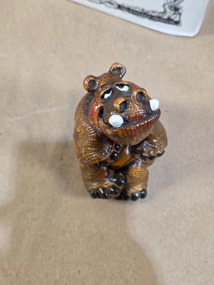 Vintage John Rays Beasties Kingdom Hugo Hippo 1987 Resin Figurine Hippopotamus