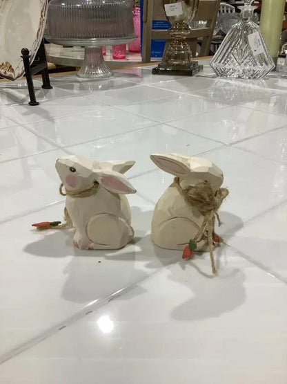 Wooden Rabbit Ornaments - Set of 2