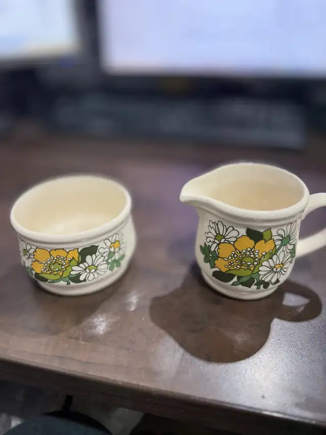 Floral Sugar and Creamer Set - Made In England By Sadler