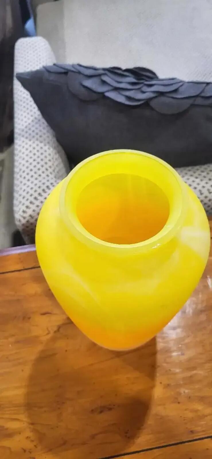 Hand Blown Yellow Ombre Glass Vase 12'
