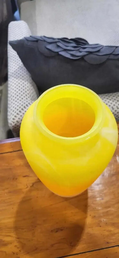Hand Blown Yellow Ombre Glass Vase 12'