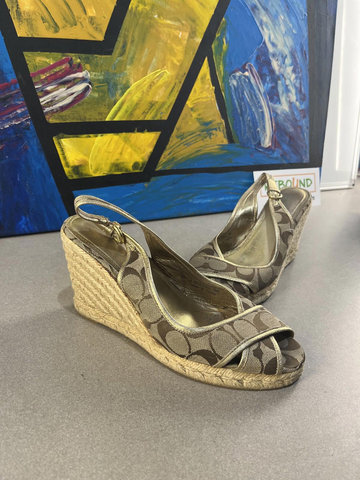 Women’s Coach Espadrille Wedge Sandals (Beige, Size 9 US)