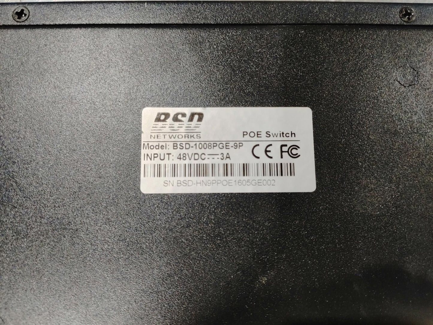 Good Condition BSD Networks POE Switch Model BSD-1008PGE-9P Power Tested w/ cord