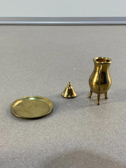 Miniature Brass Coffee/Tea Pot with Round Tray -Dollhouse Accessories.