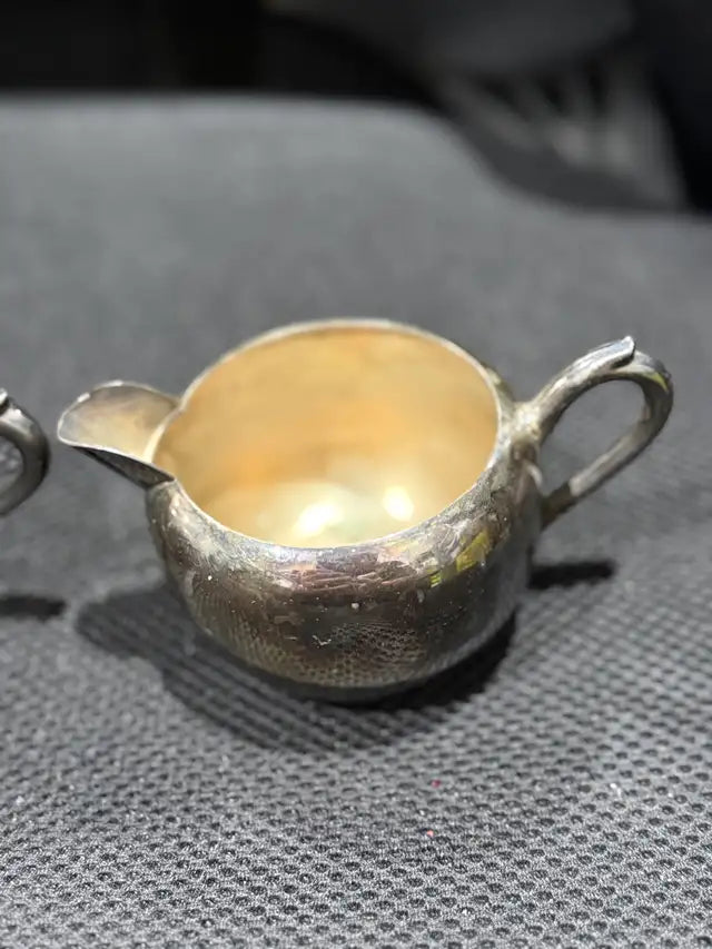 Brass Silver Plated Sugar and Creamer Set