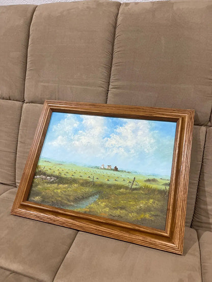 Vintage landscape oil painting on canvas