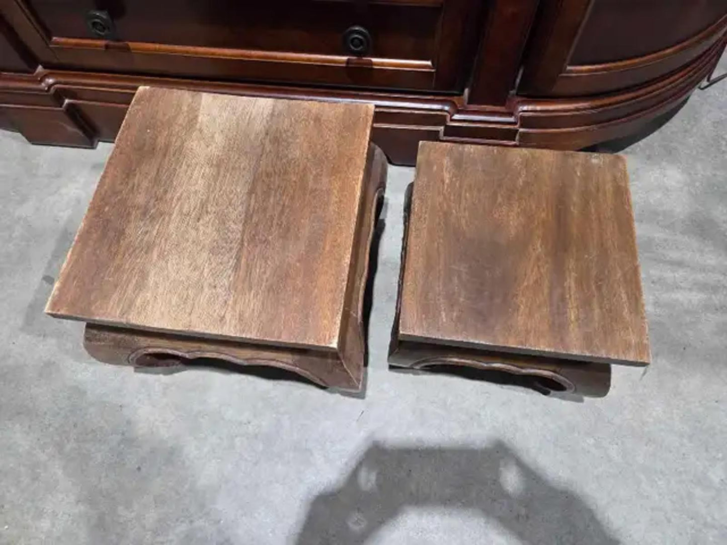 Rustic Wooden Carved Mini Stool Stands