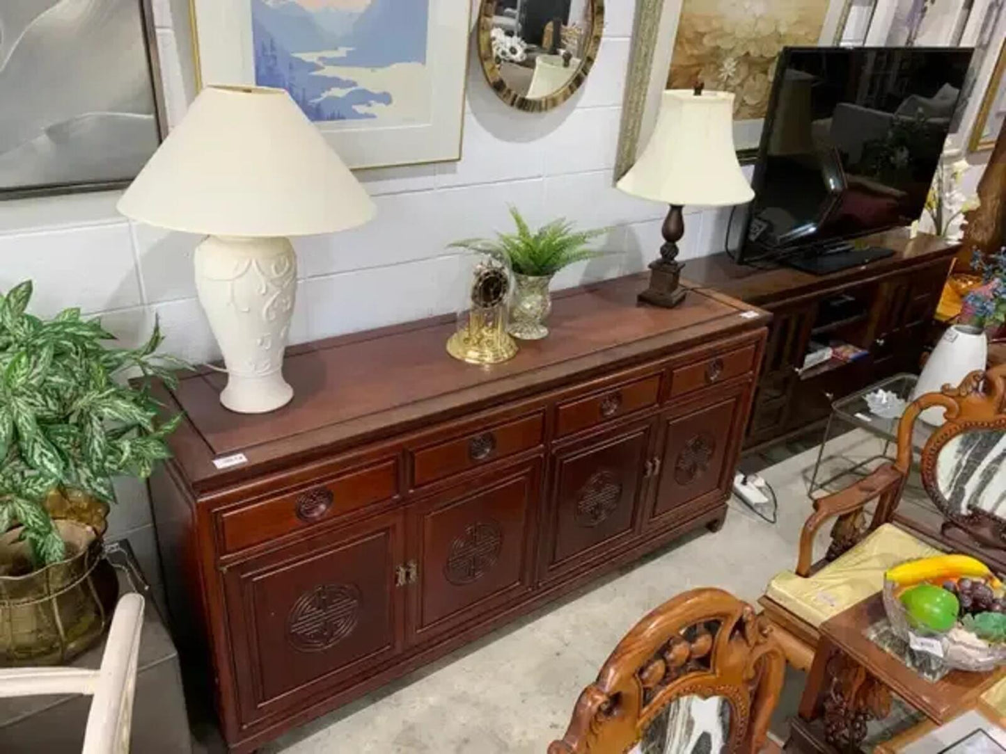 Asian Style Credenza with Longevity symbol