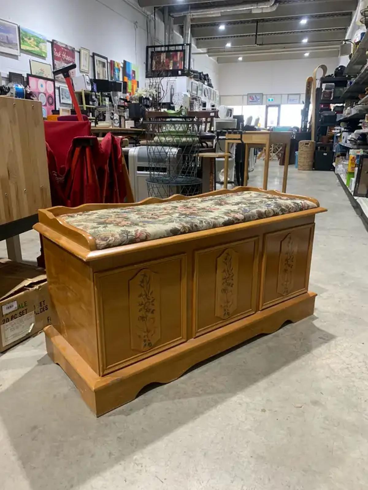 Solid Wood Upholstered Storage Bench