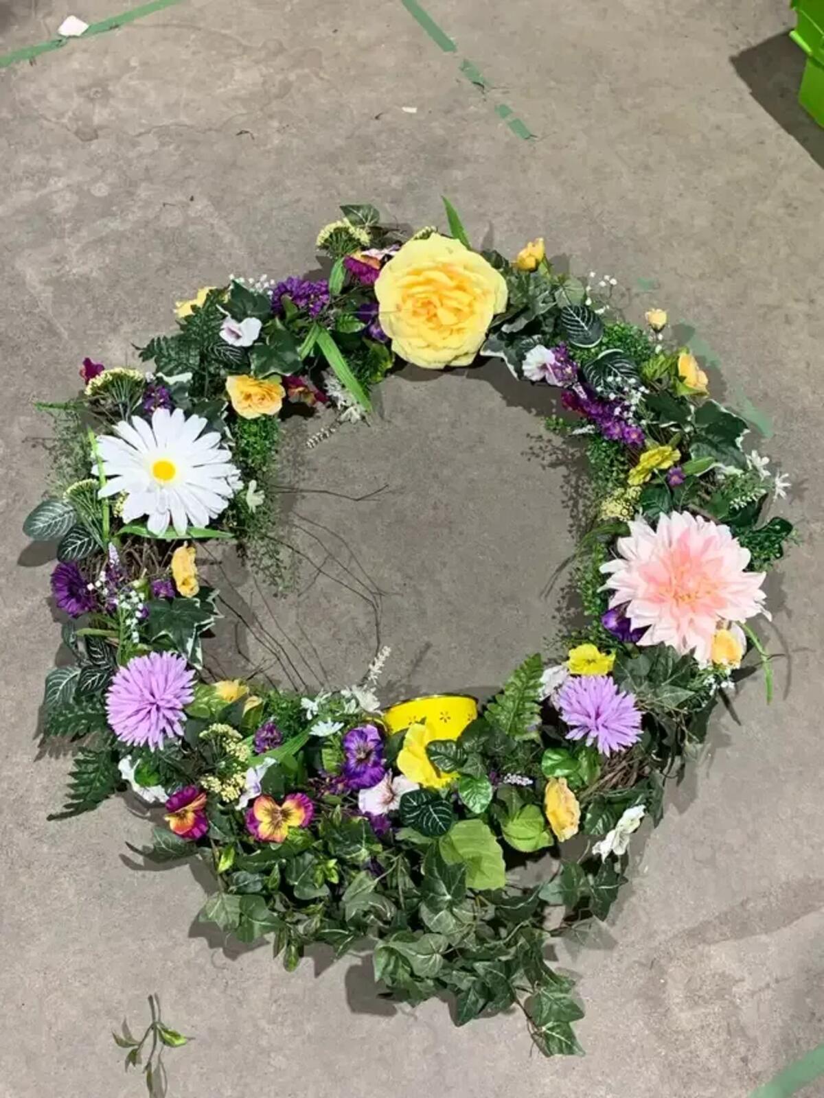 Yellow and Purple Summer Wreath 40”
