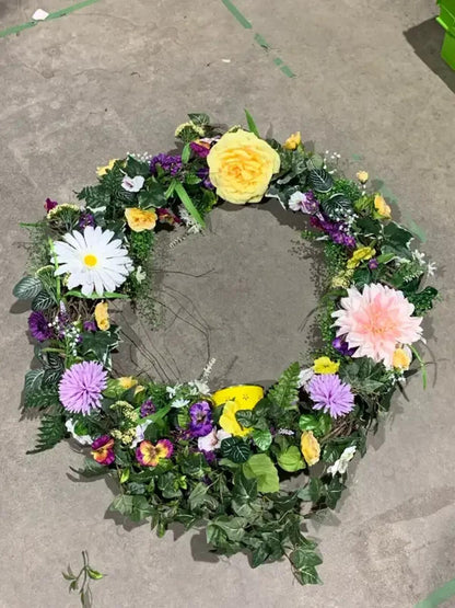 Yellow and Purple Summer Wreath 40”