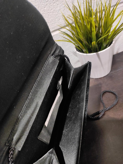 Carolyne Barton Night Black Velvet Evening Bag Purse Clutch