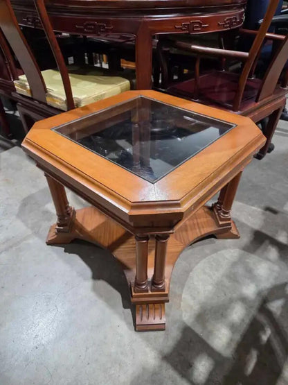 Glass Top Wooden Table