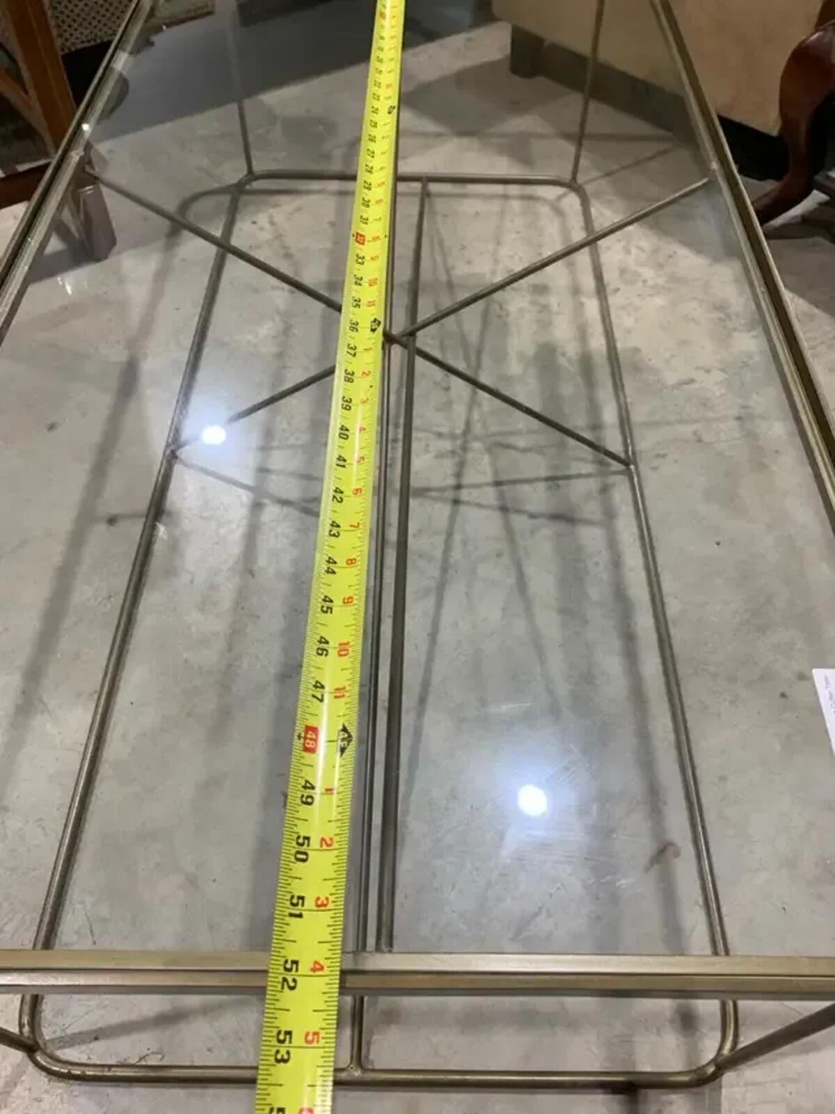 Glass Coffee Table with Indistrial Gold Bar Styled Trim
