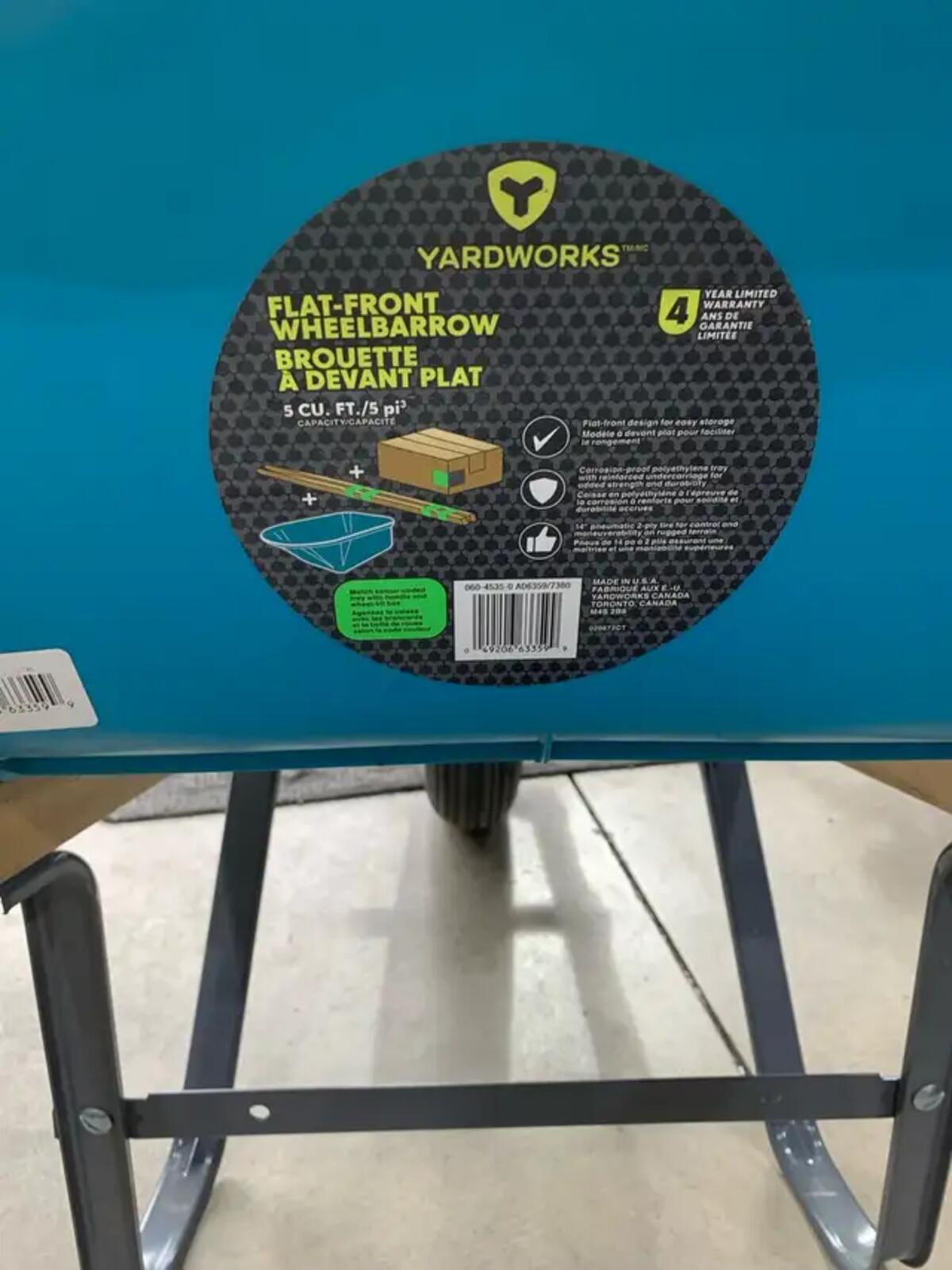 Yardworks Wheelbarrow Blue 5 Cubic Feet