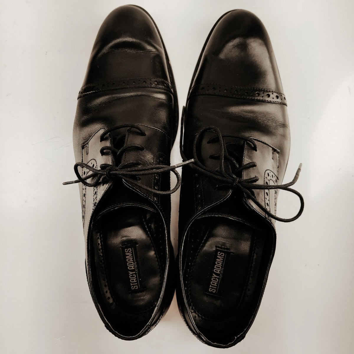 Stacy Adams Black Oxford Derby Brogue Shoes Men's Size 12