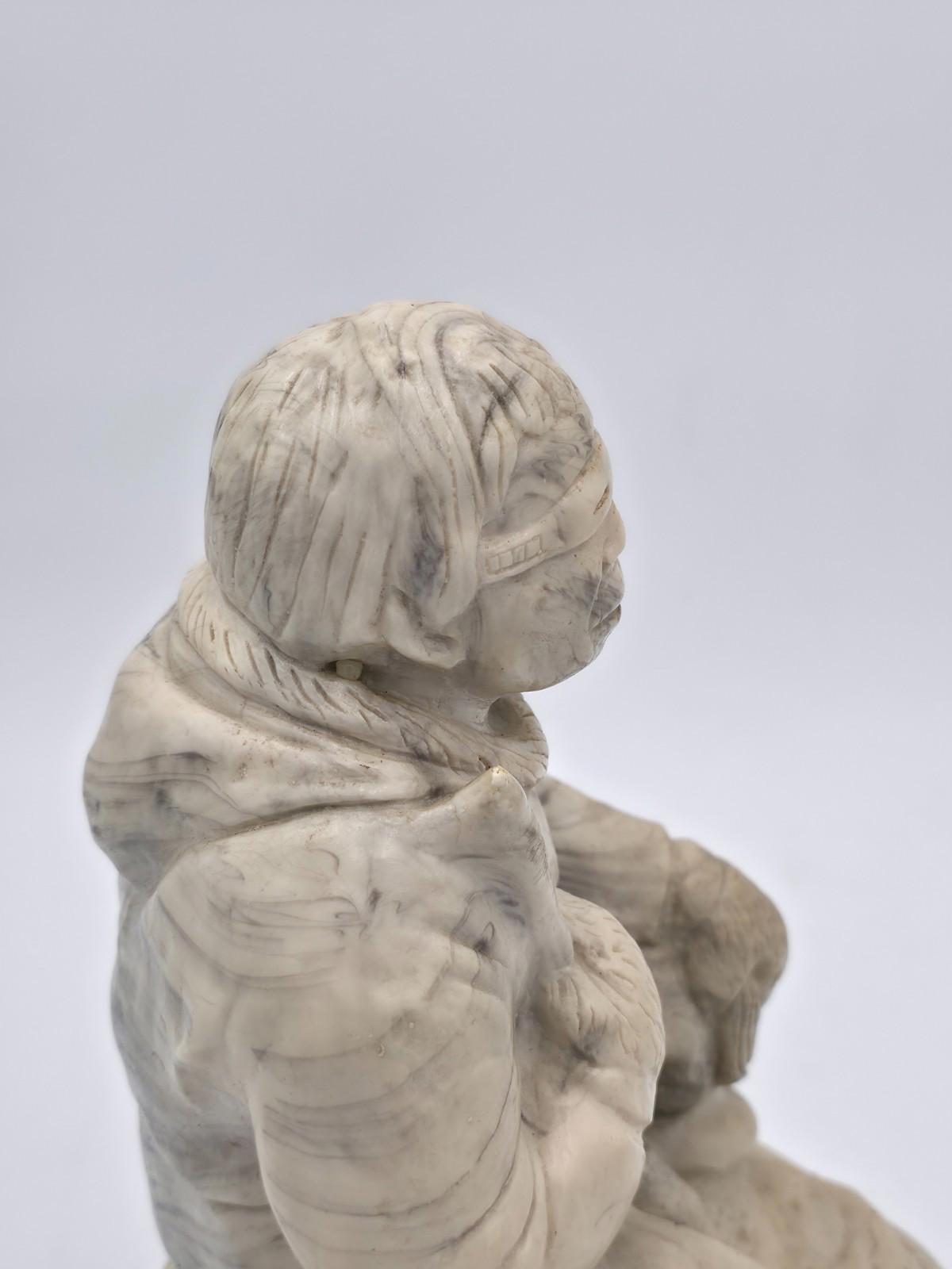 Vintage Inuit "The Hunt" Sculpture Eskimo Canada Signed Soapstone Hand Carved