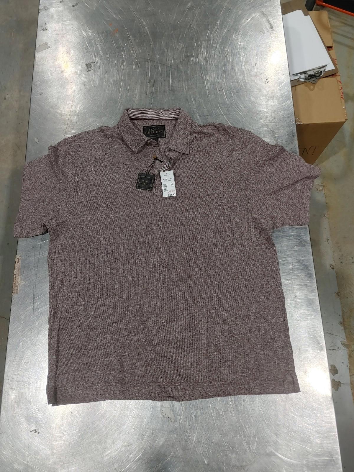 Brand New Jos A Bank Men's Button Collar T-Shirt Brown Patterned Size XL