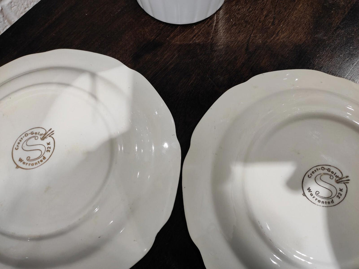 Vintage SABIN Crest-O-Gold Warranted 22K Gold Souvenir Of Detroit Mich Set of 2