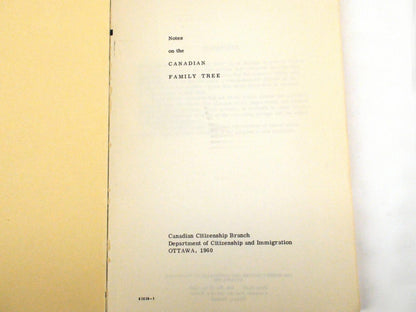 Notes on the Canadian Family Tree | Canadian Citizenship | Vintage Booklet |