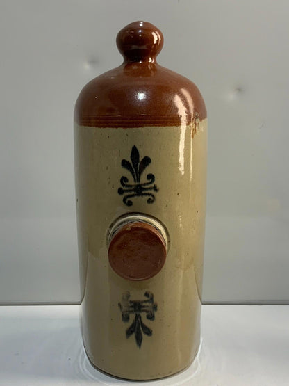 Antique Stoneware Hot Water Bottle With Rubber Seal 12 inches
