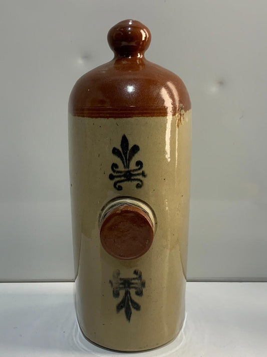 Antique Stoneware Hot Water Bottle With Rubber Seal 12 inches