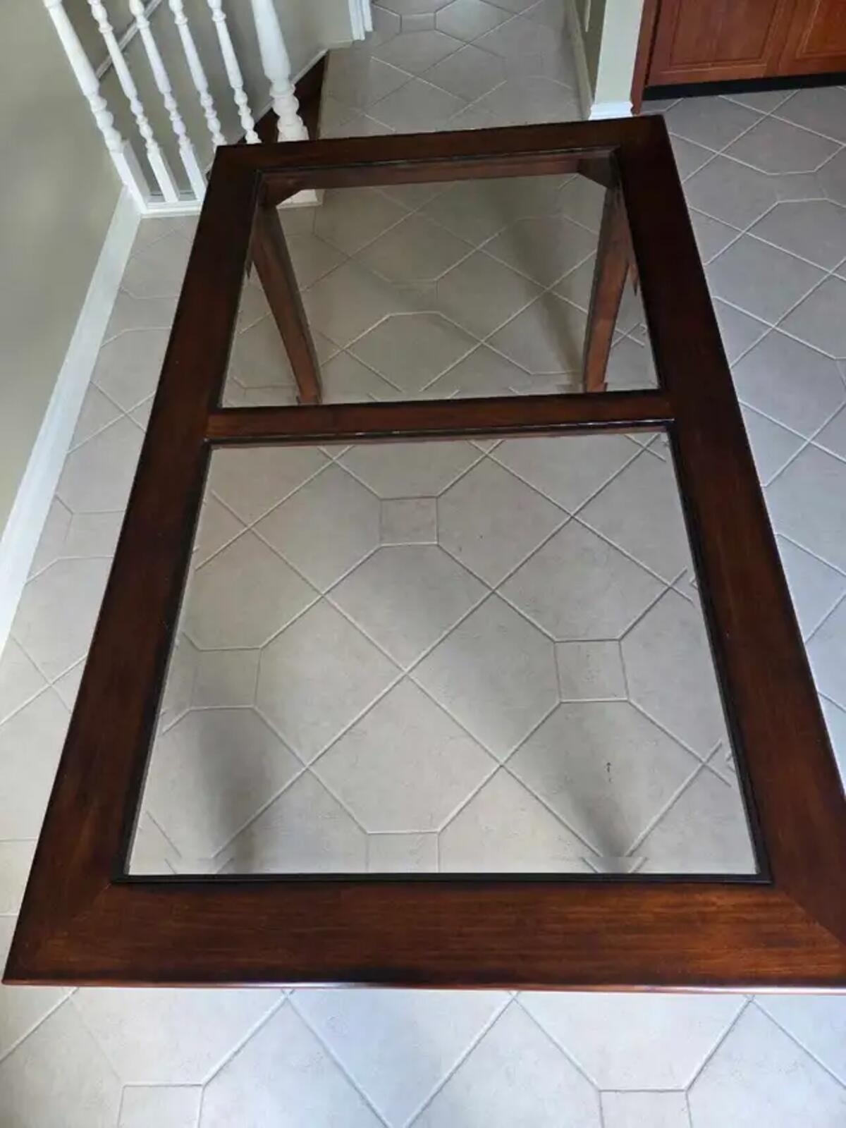 Glass Top Wooden Dining Table