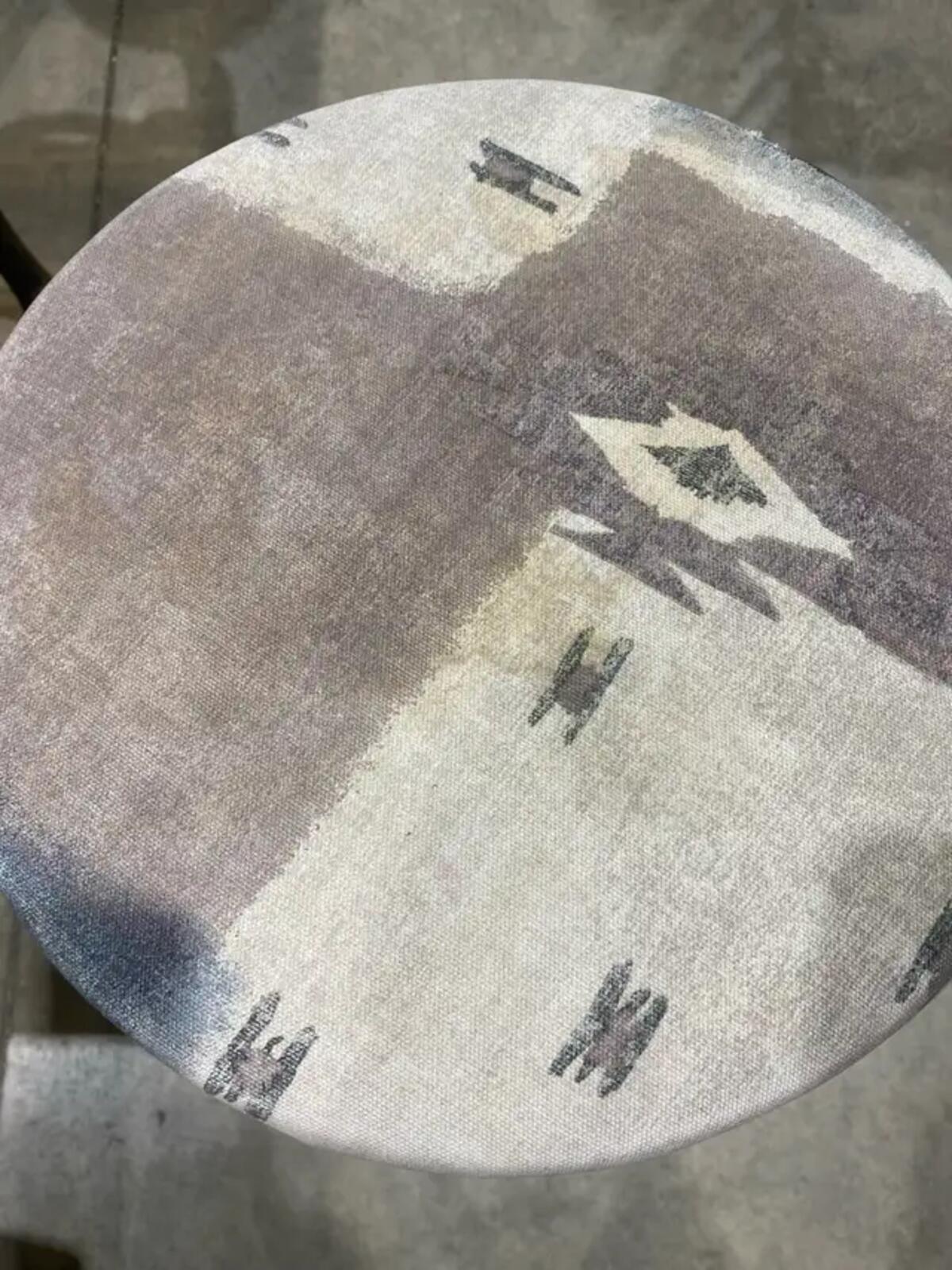 Upholstered Silver Frame Stool