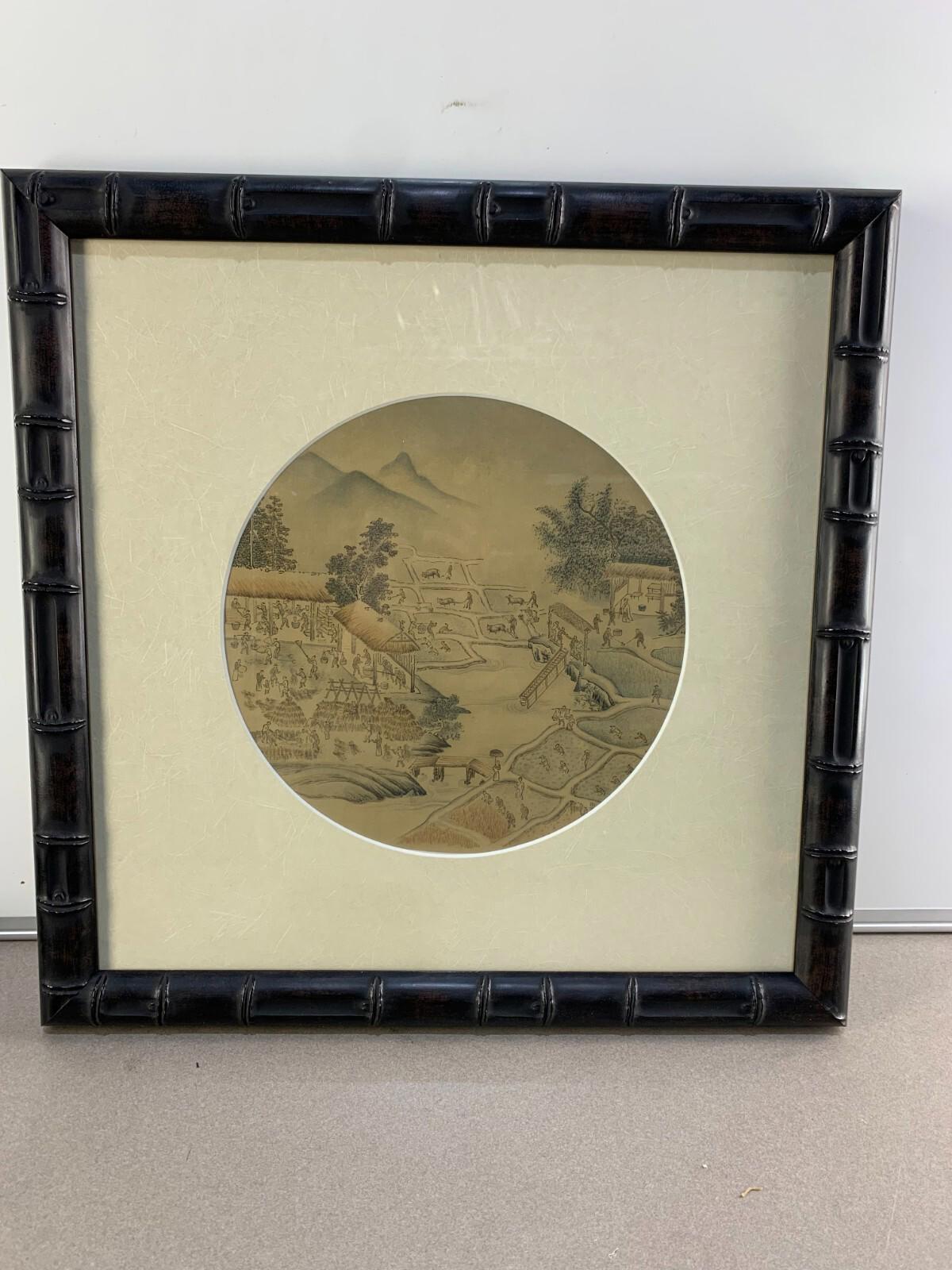 Framed Chinese Art Print – Tilling and Harvesting (Song Dynasty)