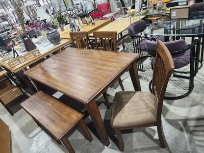 Ashley Wooden Dining Set - 3 Chairs & Bench