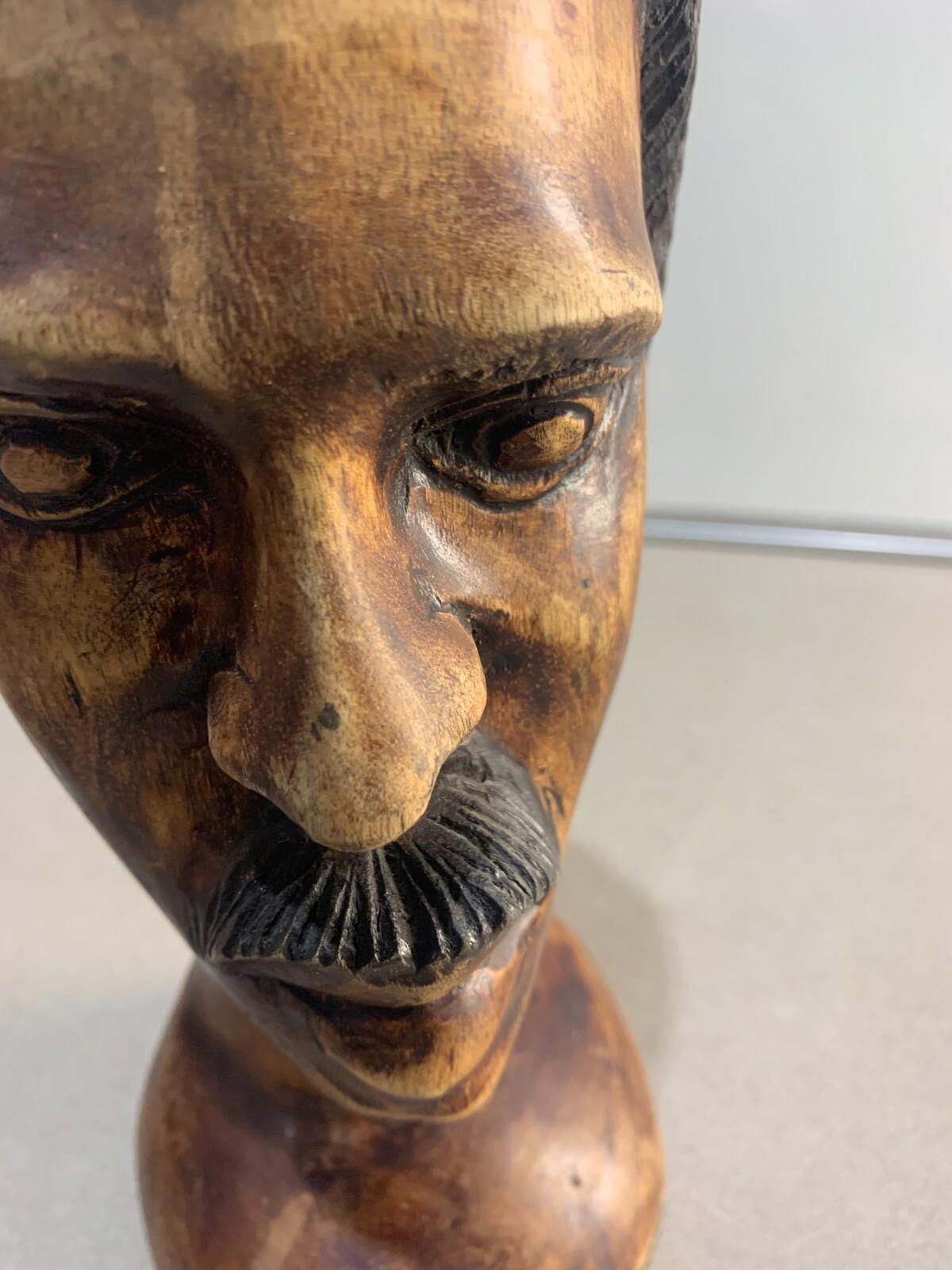 Beautiful Hand Carved Wooden Bust from Jamaica