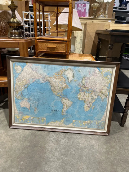 Vintage World Map Framed