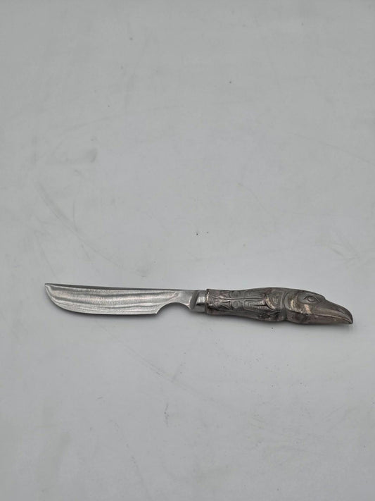 Vintage Pewter Eagle carved on Cheese or Steak Knife (Made in Canada)