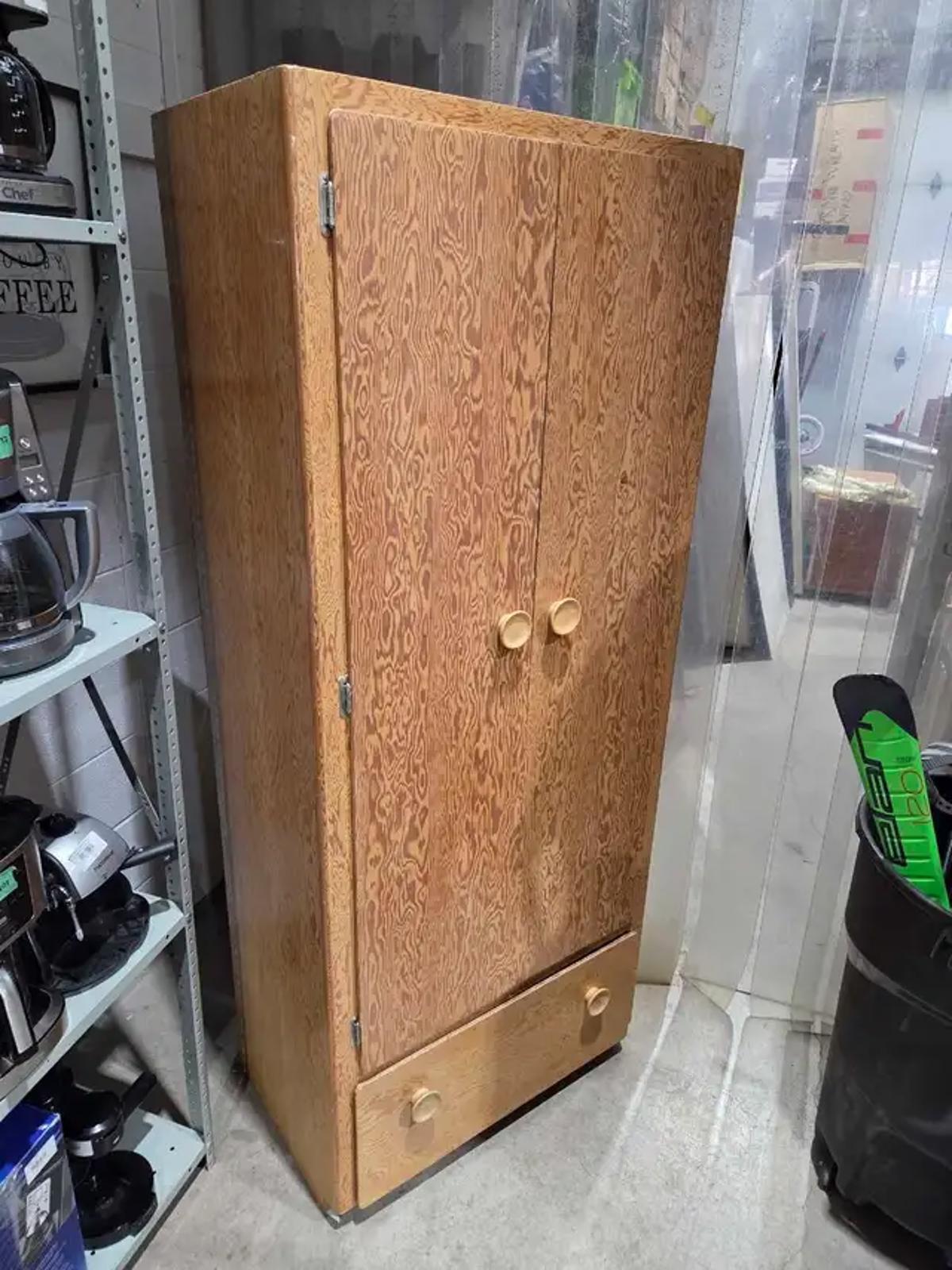 Vintage Wooden Double-Door Wardrobe
