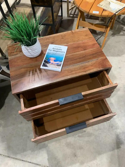Dark Wood 2 Draw Bedside Table