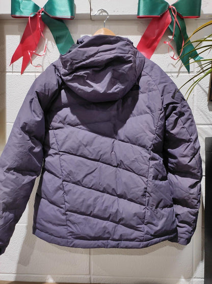 THE NORTH FACE HOODED PUFFER WOMENS JACKET SIZE- M PURPLE