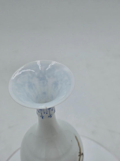 Chinese Eggshell Porcelain Vase Birds Flowers Calligraphy With Box