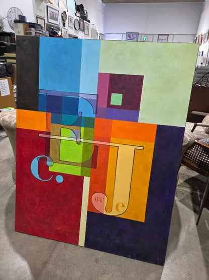 Large Colorful Canvas Painting 4 x 5ft