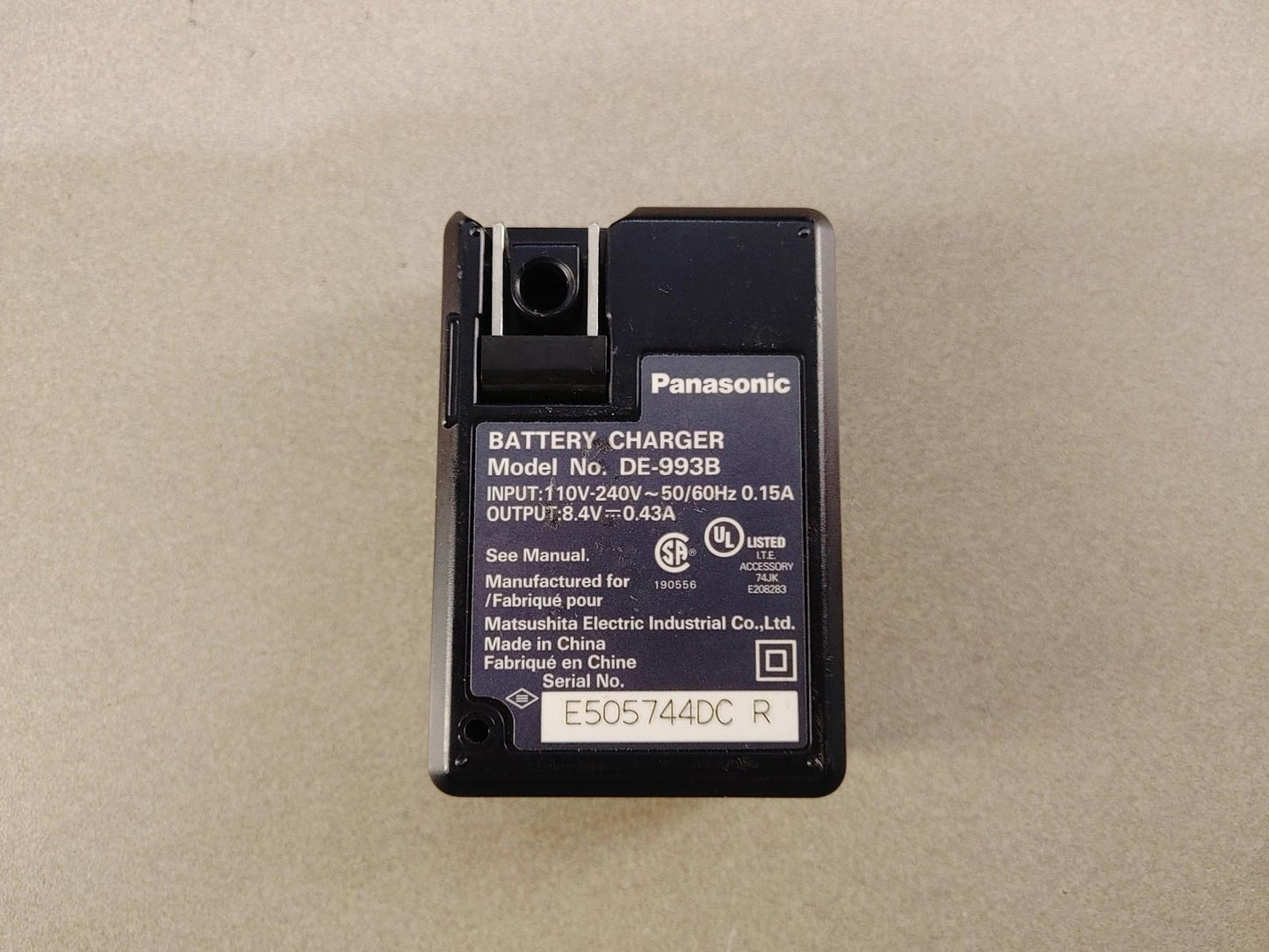 Panasonic LUMIX DE-993B Camera Battery Charger Power Tested - Fair