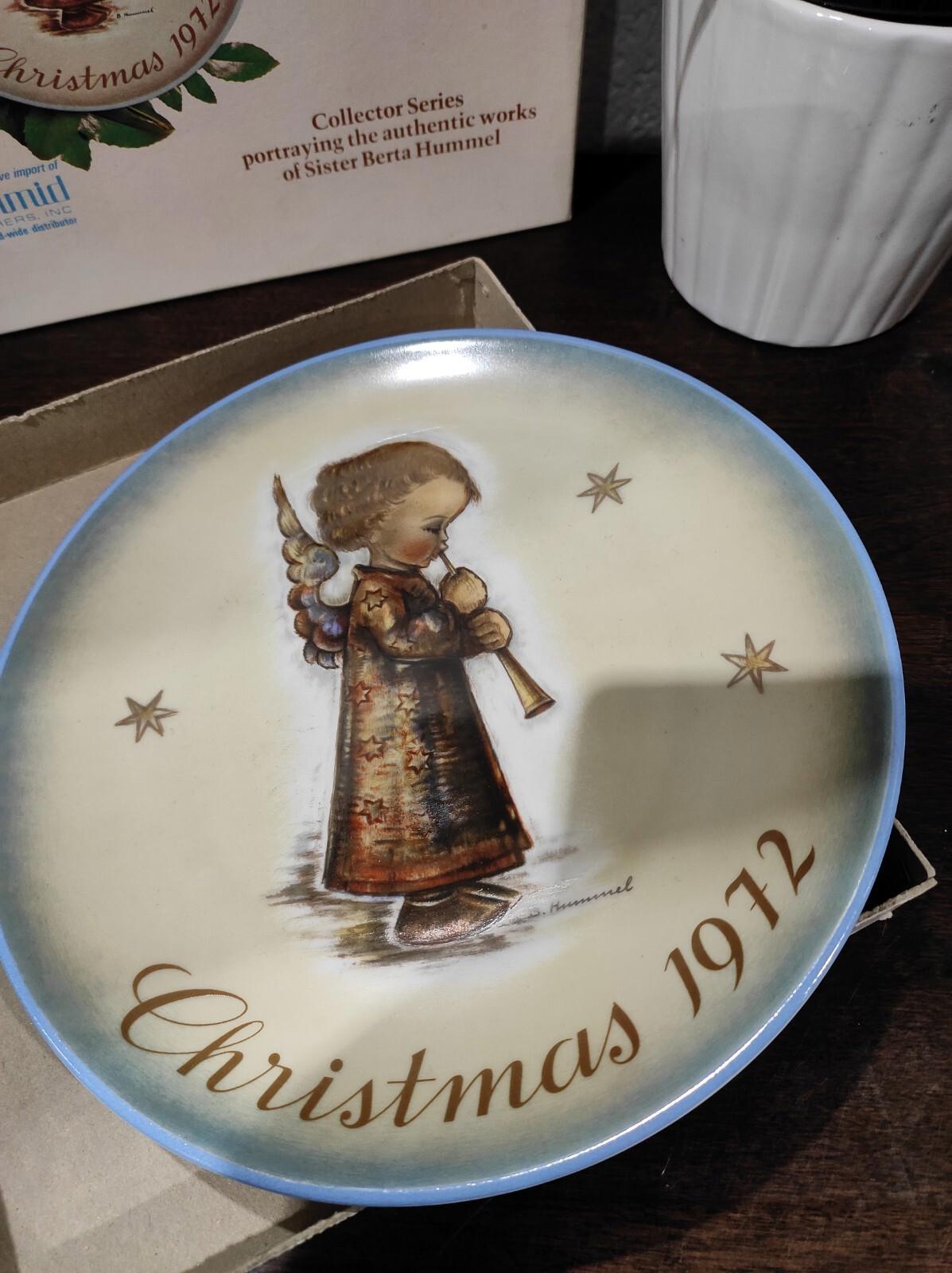 Schmid Christmas Plate 1972 ANGEL WITH FLUTE Limited Edition Berta Hummel W/box