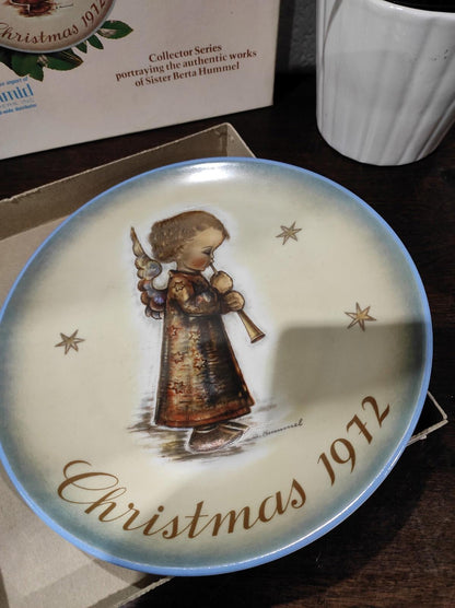 Schmid Christmas Plate 1972 ANGEL WITH FLUTE Limited Edition Berta Hummel W/box