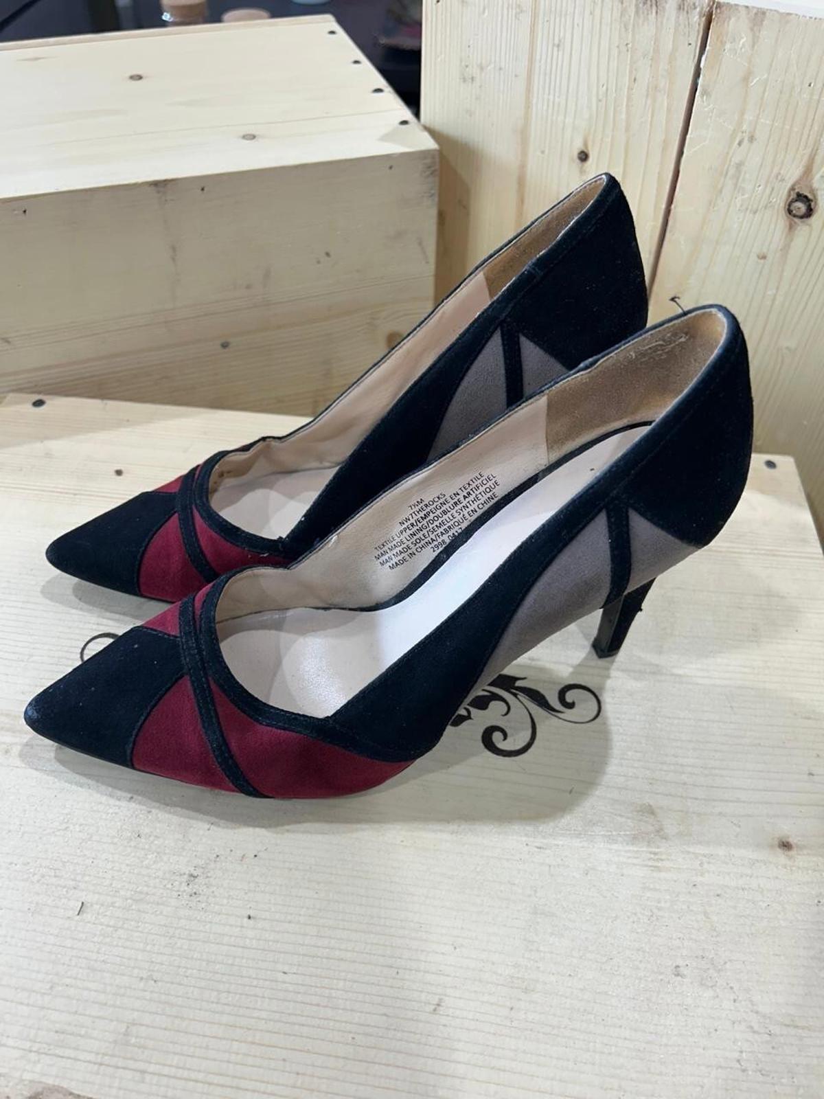 Nine West Black Red Beige Heels Women's 7.5