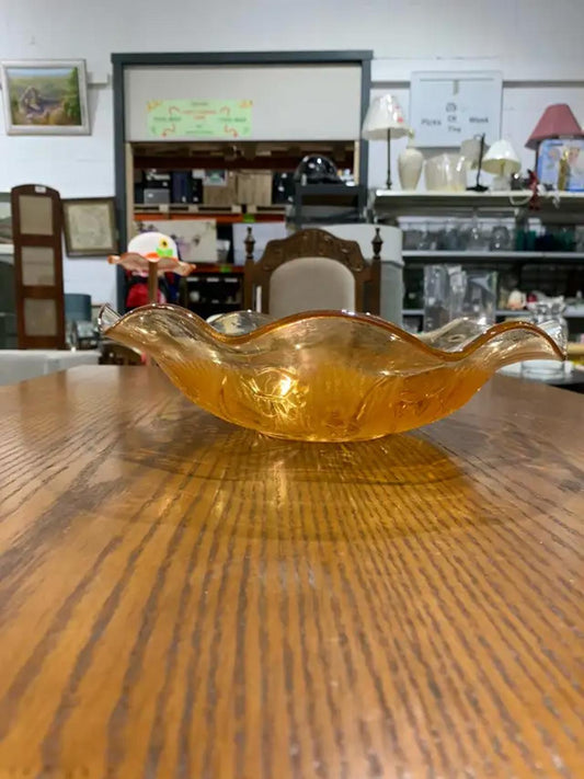 Orange Floral Glass Bowl