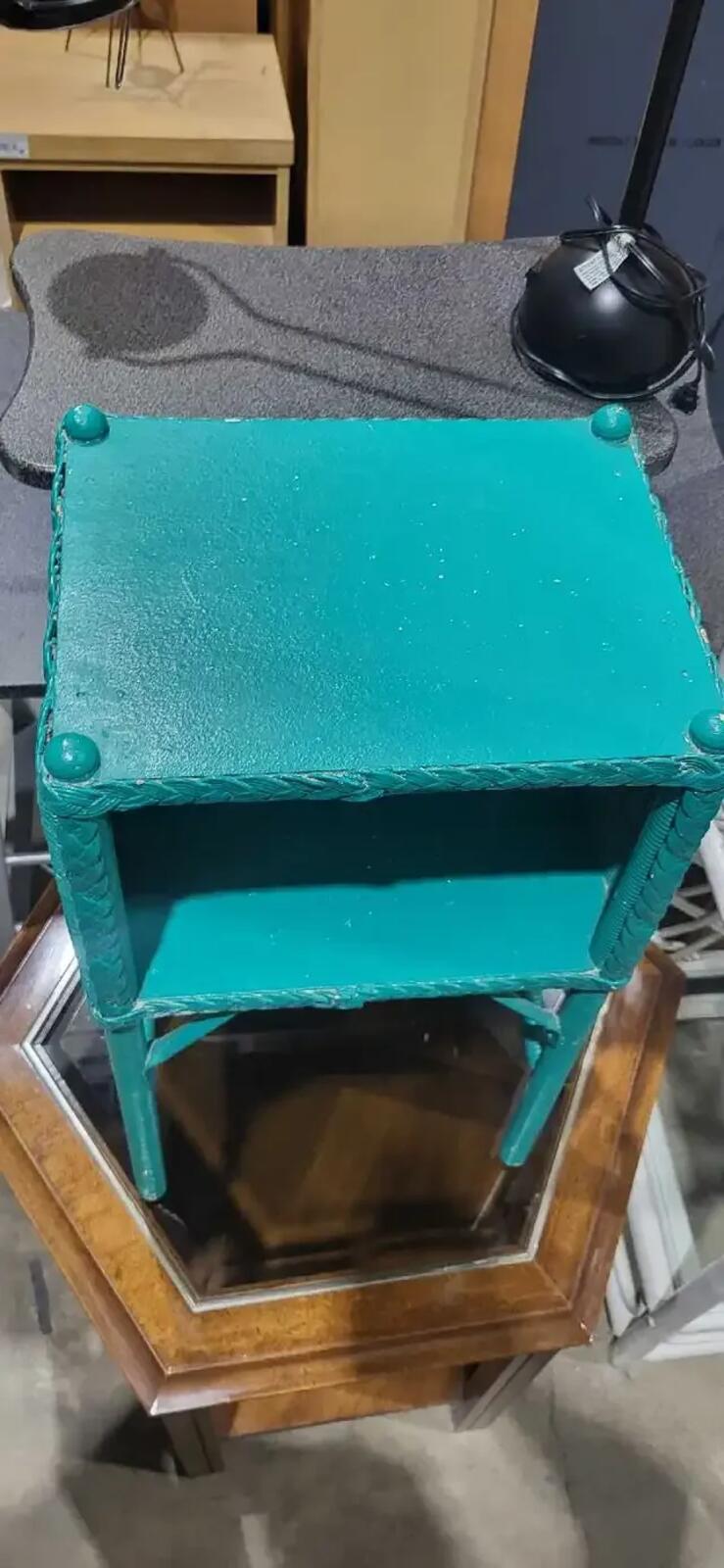 Teal Wicker Side Table